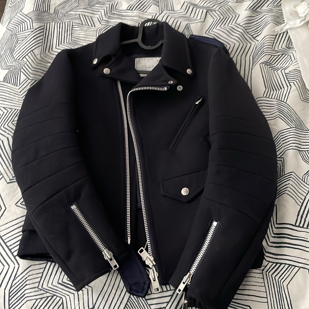 Sacai wool biker jacket